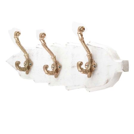 White Golden Small Wall Wooden Iron Hooks